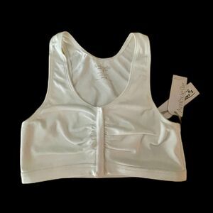 Ambrielle Wirefree Bralette White 4-Way Stretch Front Close Size Small NWT